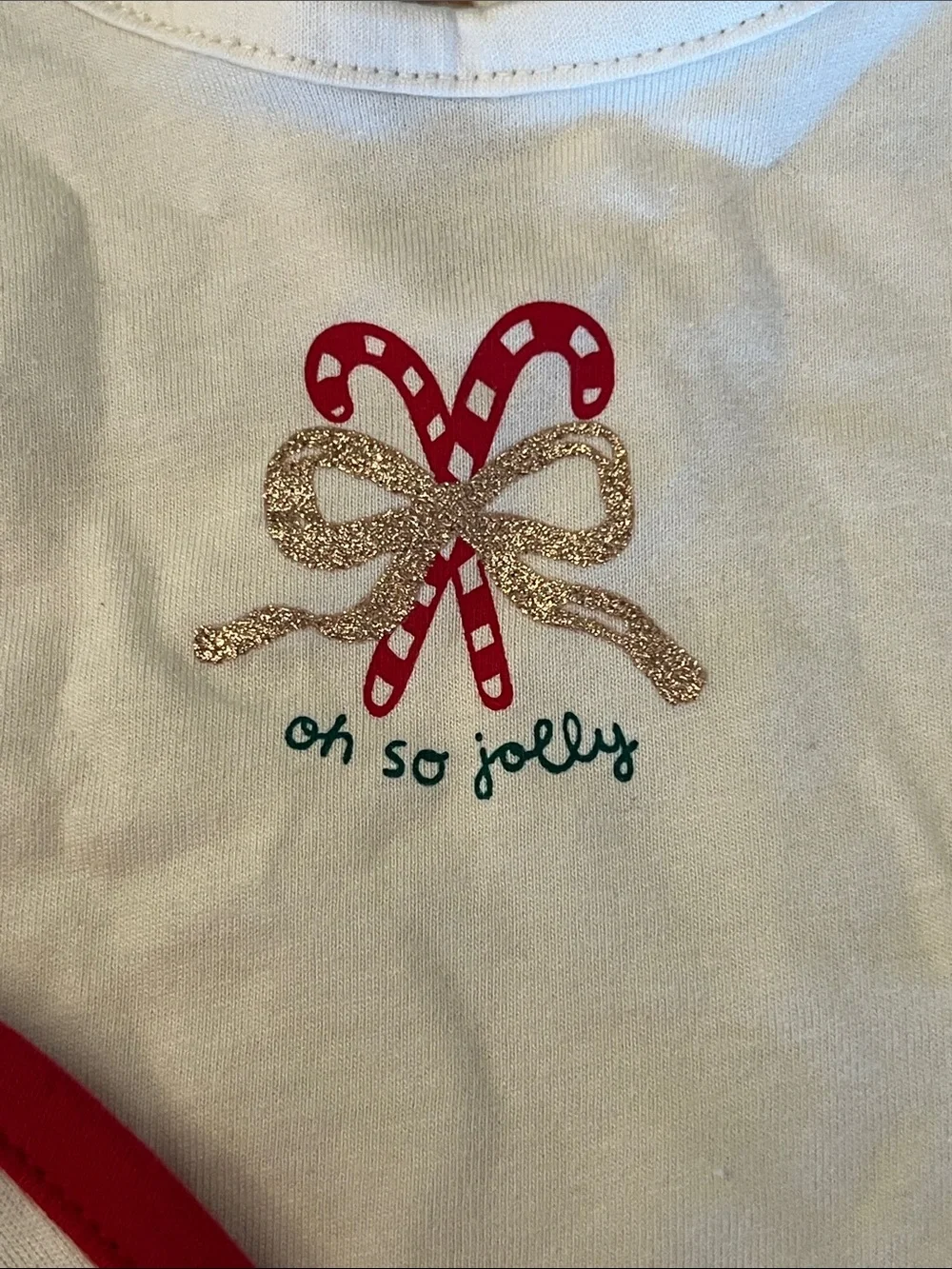 Carter's Cream Long-Sleeve Bodysuit with Red-Trim Holiday Bib